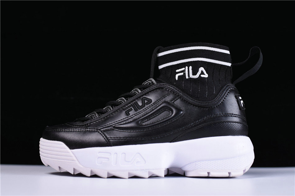 FILA Ray Sawtooth Disruptor 2 Men Women High Sock Black White